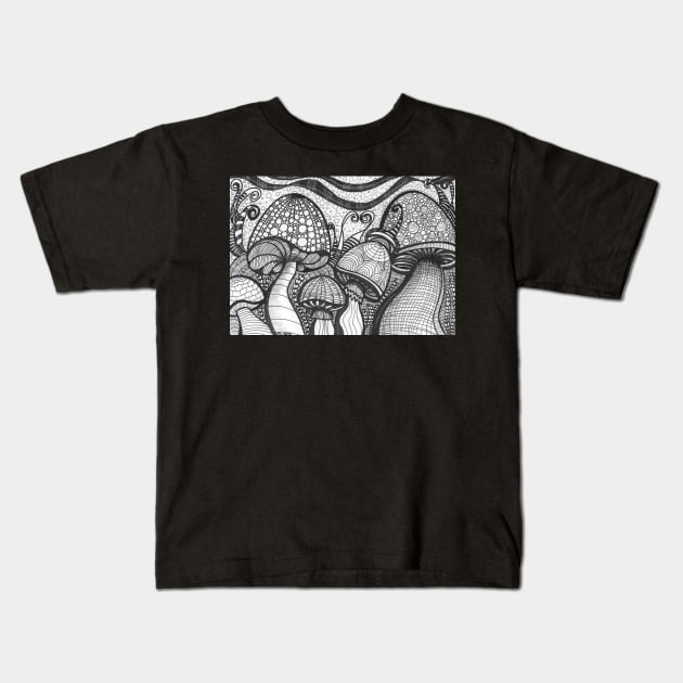 Color me Mushrooms coloring page Kids T-Shirt by Nathalodi
